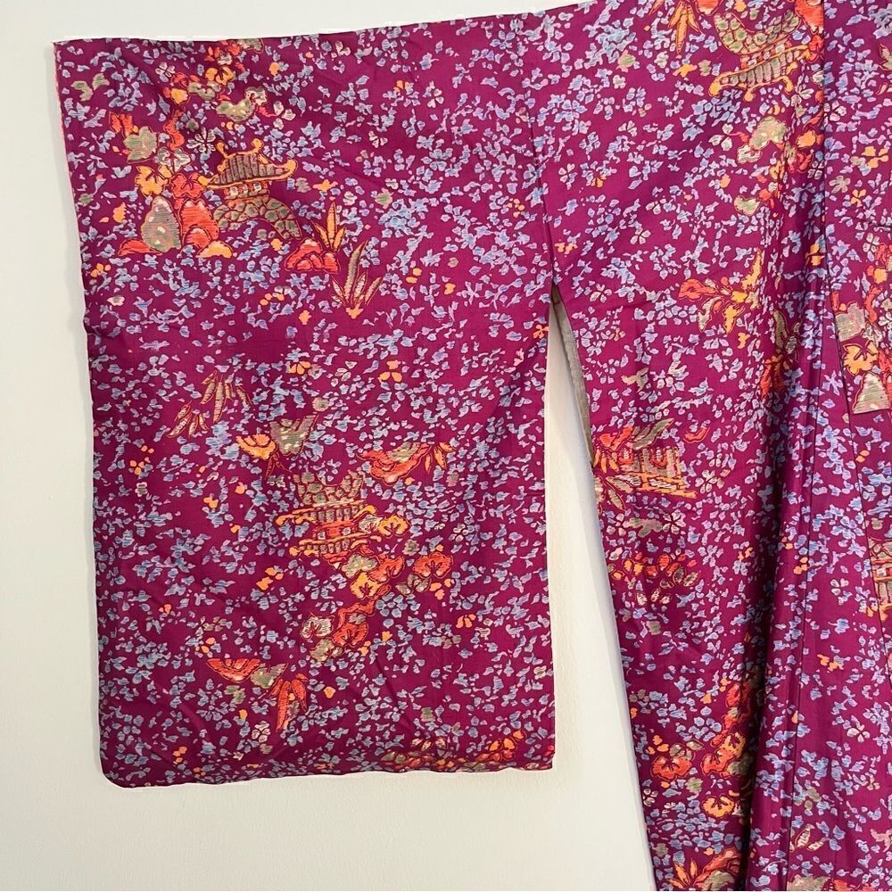 Vintage Authentic Antique 1910-1920s Japanese Floral Silk Kimono - Picture 9 of 11